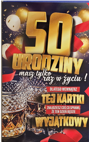 kartka urodzinowa na 50 lat 13cm x 20,5 cm 13342572524
