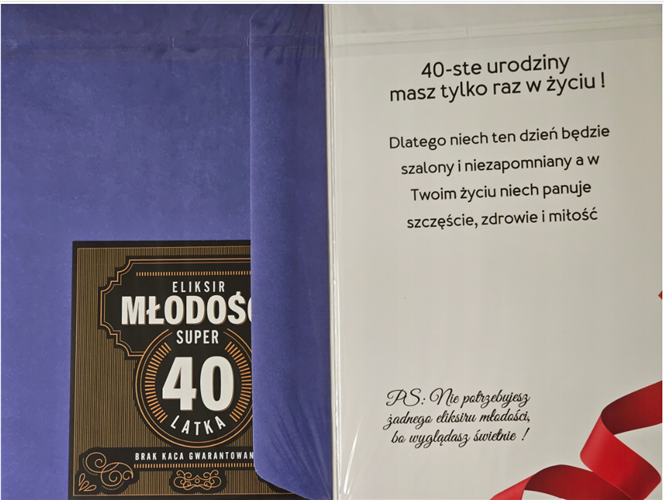 kartka urodzinowa na 40 lat czterdziestkę  13 cm *20,5 cm 13342570020