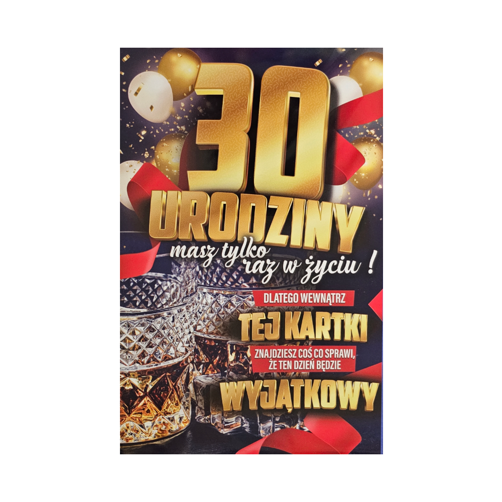 kartka urodzinowa na 30 lat z naklejką na butelkę  13 cm *20,4 cm 13342568443