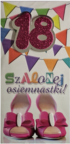 kartka na osiemnastkę kartka na 18 kartki WESOŁE 10,5 cm *21,5 cm 13540300465
