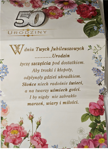 kartka urodzinowa na 50 lat  11,4 cm *19 cm 16092912800