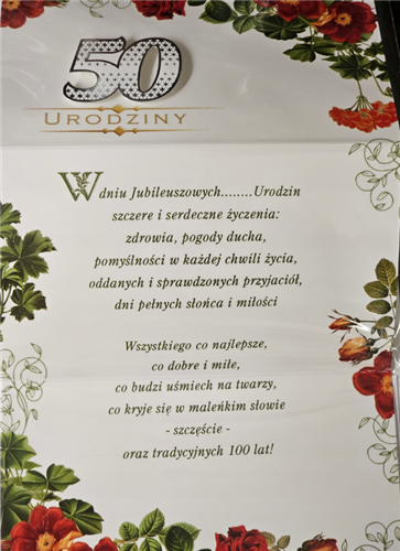 kartka urodzinowa na 50 lat 11,4 cm *19 cm 13540515184
