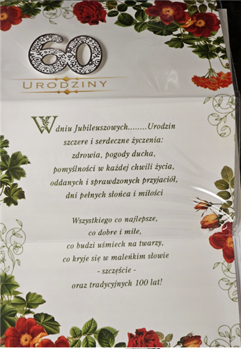 kartka urodzinowa na 60 lat 11,4 cm *19 cm 13540520285