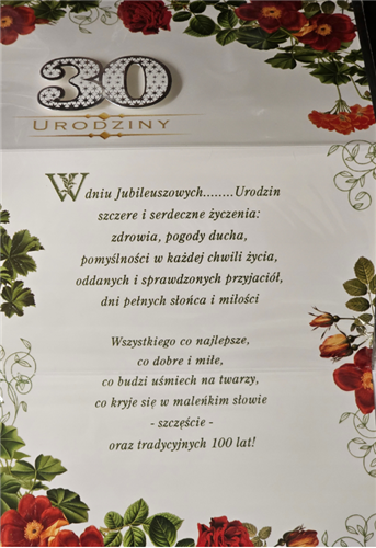 kartka urodzinowa na 30 lat  11,4 cm *19 cm 13540523154