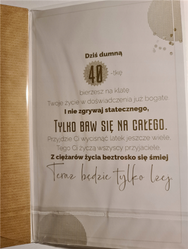 kartka urodzinowa na 40 lat czterdziestkę 13 cm *20,5 cm  7362254542