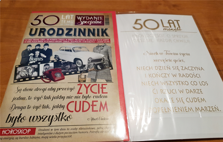 kartka urodzinowa na 50 lat 13cm x 20,5 cm 7622227588