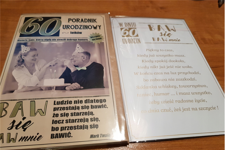 kartka urodzinowa na 60 lat sześćdziesiąte urodziny  13 cm *20,4 cm  7622251324