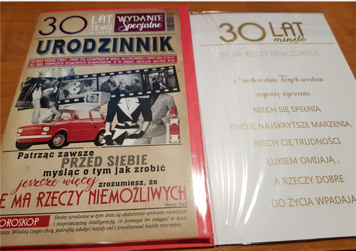 kartka urodzinowa na 30 lat 13 cm *20,4 cm  16897833737