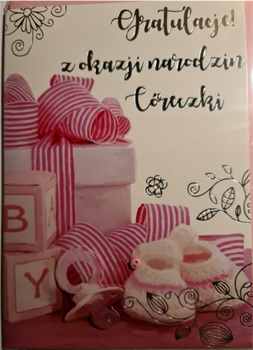 GRATULACJE Z OKAZJI NARODZIN DZIECKA córki  12,7 cm *17,8 cm 10692230662
