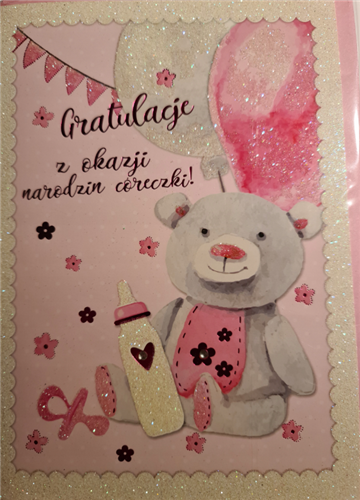 GRATULACJE Z OKAZJI NARODZIN DZIECKA córki 12,7 cm *17,8 cm 10692228921