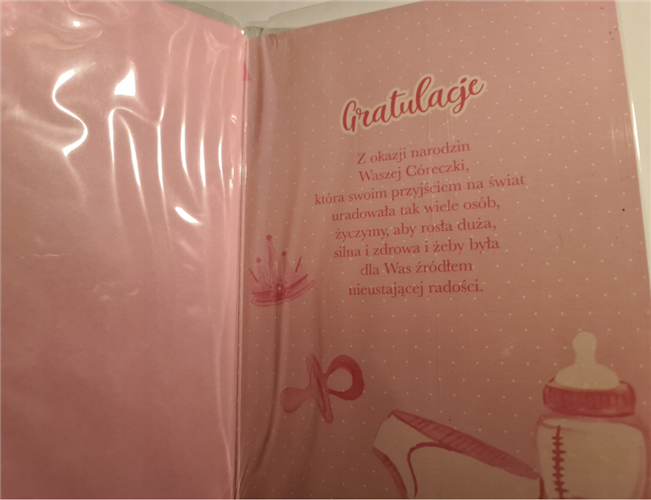 GRATULACJE Z OKAZJI NARODZIN DZIECKA córki  12,7 cm *17,8 cm  10692228159