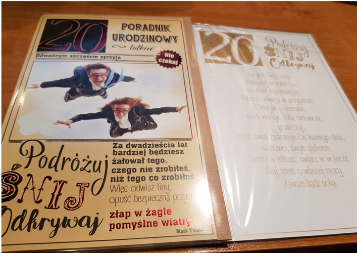 kartka na dwudziestkę kartka na 20 kartki WESOŁE 13 cm *20,5 cm  16897830842