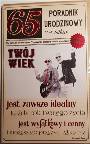 kartka urodzinowa na 65 lat sześćdziesiąt pięć  13cm x 20,5 cm 8603270153