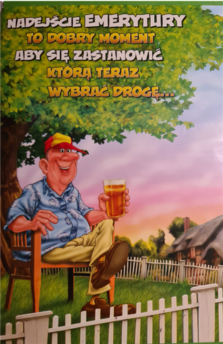 kartka Z OKAZJI PRZEJŚCIA NA EMERYTURę EMERYTURA 15,5 cm *22,5 cm 9525754829