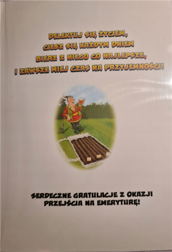 kartka Z OKAZJI PRZEJŚCIA NA EMERYTURę EMERYTURA 15,5 cm *22,5 cm 9525752829