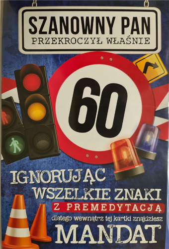 kartka urodzinowa na 60 lat sześćdziesiąte  13 cm *20,4 cm 8994689069