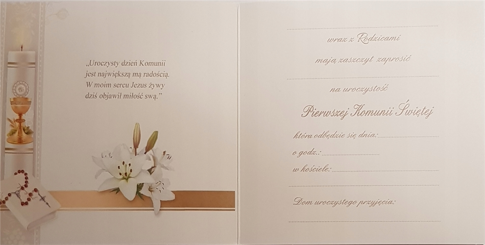 zaproszenia na Komunie Świetą  12 cm *12 cm 9037722090