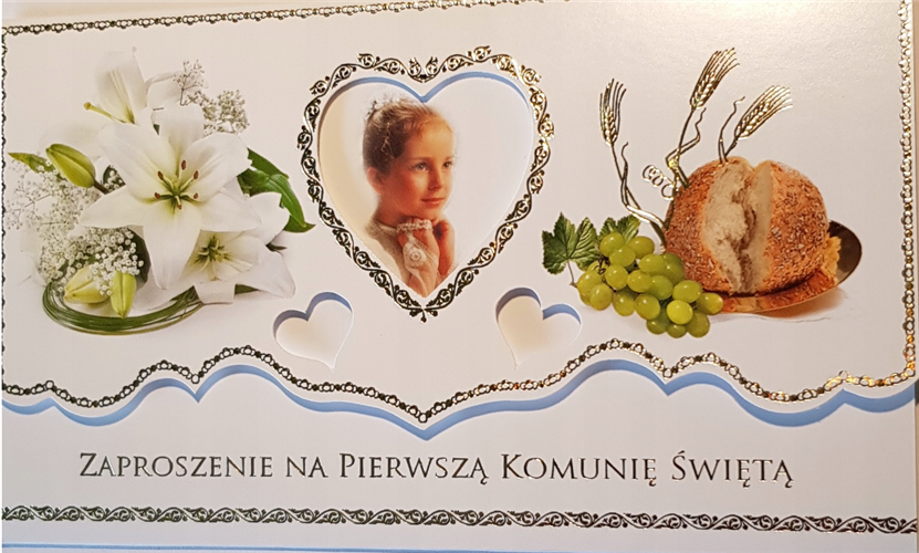 zaproszenia na Komunie Świetą 9,50 cm *16 cm 6731353053