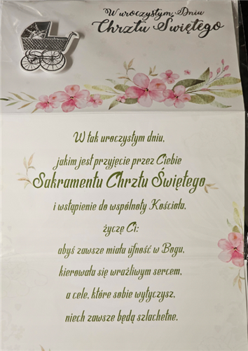 pamiątka na Chrzest Święty, Kartka na Chrzest 11,4 cm *19 cm 17276576467