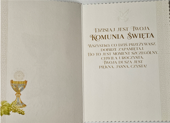 Pamiątka pierwszej Komunii Świetej Kartka  12 cm *16,3 cm 17306029921