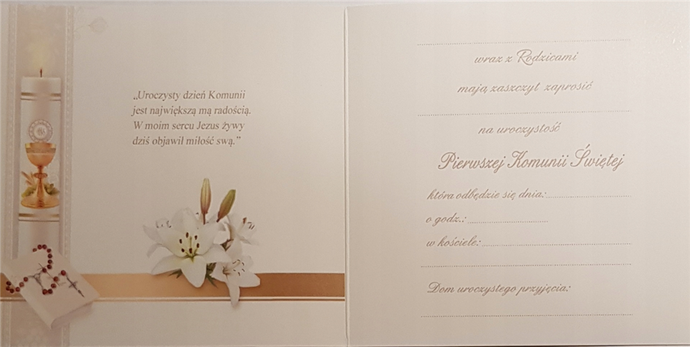 zaproszenia na Komunie Świetą 12 cm *12 cm 11781563066