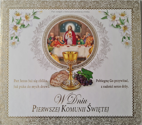 Książeczka na na komunie Św., pamiątka na Komunie 17 x 19 cm 11840497376
