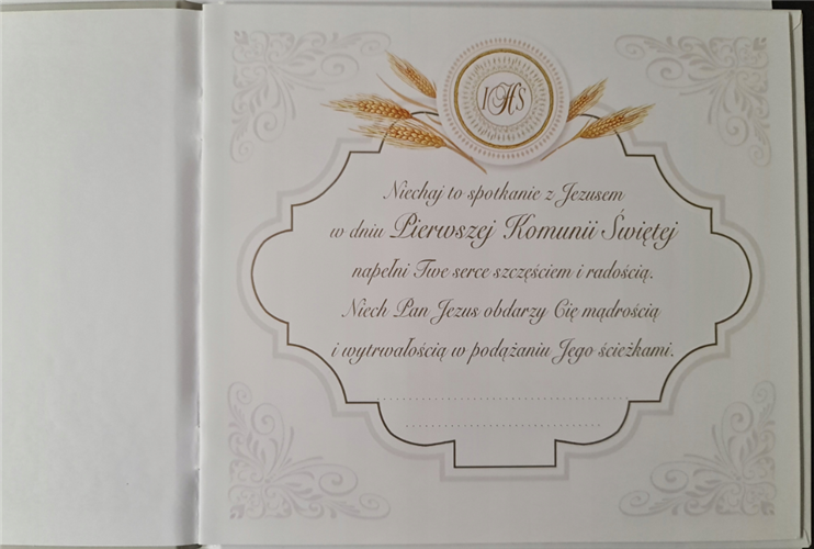 Książeczka na na komunie Św., pamiątka na Komunie 17 x 19 cm 11840497376