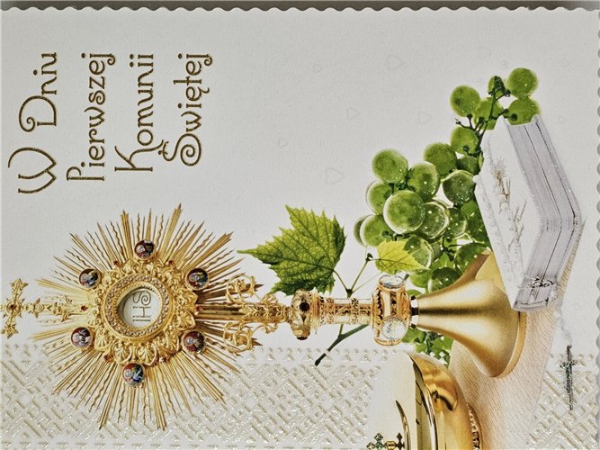Pamiątka pierwszej Komunii Świetej Kartka 12 cm *17 cm 17306024456