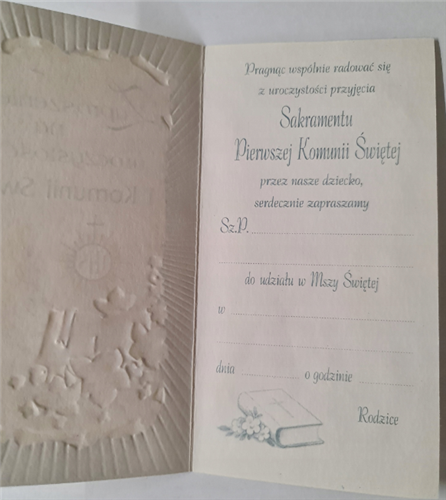 zaproszenia na Komunie Świetą zaproszenie 7,2 cm *13,5 cm 12047639381