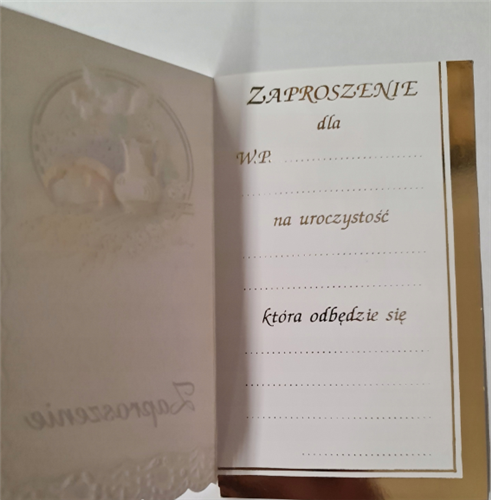 zaproszenia na Komunie Świetą zaproszenie  7,2 cm *13,5 cm 12047647749