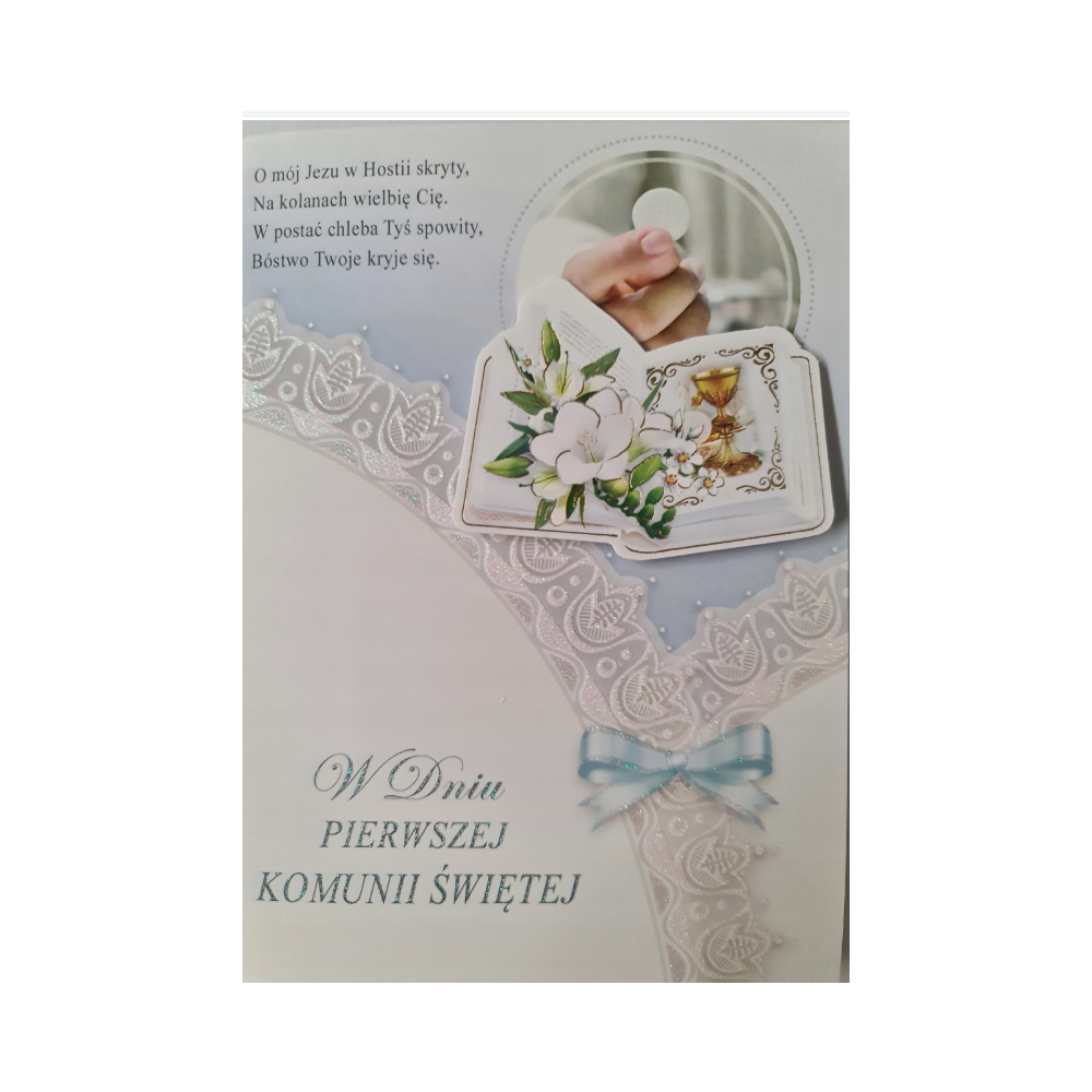 Pamiątka pierwszej Komunii Świetej Kartka 11,7 cm *16,5 cm 16897832626
