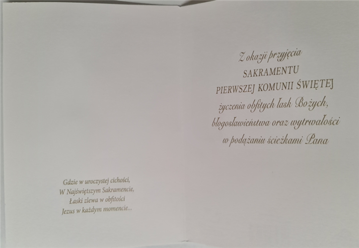 Pamiątka pierwszej Komunii Świetej Kartka   11,7 cm *16,5 cm 12066561553
