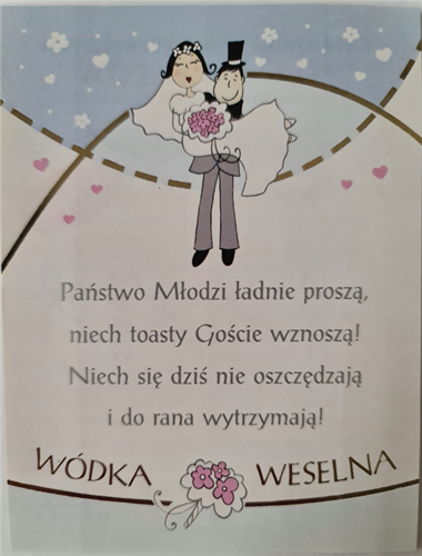 ETYKIETY NAKLEJKI NA ALKOHOL WÓDKA WESELNA 2szt .9,5cmx12,5cm 12176947972