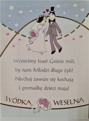 ETYKIETY NAKLEJKI NA ALKOHOL WÓDKA WESELNA 2szt .9,5cmx12,5cm 12176960822
