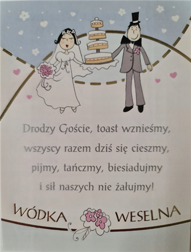 ETYKIETY NAKLEJKI NA ALKOHOL WÓDKA WESELNA 2szt .9,5cmx12,5cm 12176961276