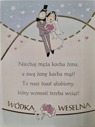 ETYKIETY NAKLEJKI NA ALKOHOL WÓDKA WESELNA 2szt .9,5cmx12,5cm 12176962155