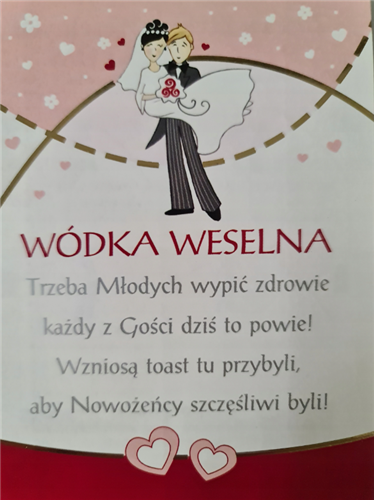 ETYKIETY NAKLEJKI NA ALKOHOL WÓDKA WESELNA 2szt .9,5cmx12,5cm 12176963025