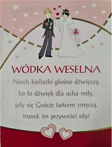 ETYKIETY NAKLEJKI NA ALKOHOL WÓDKA WESELNA 2szt .9,5cmx12,5cm 12176964731