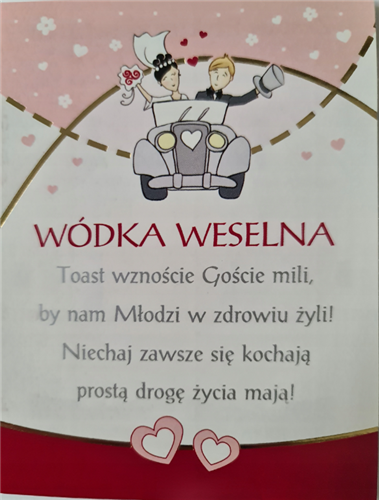 ETYKIETY NAKLEJKI NA ALKOHOL WÓDKA WESELNA 2szt .9,5cmx12,5cm 12176965638