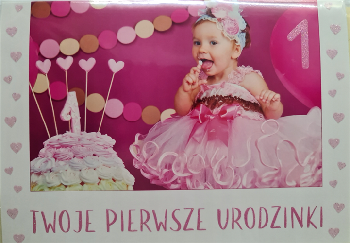 Kartki urodzinowe na roczek pierwsze urodziny  12 cm *16,5 cm 12582812596