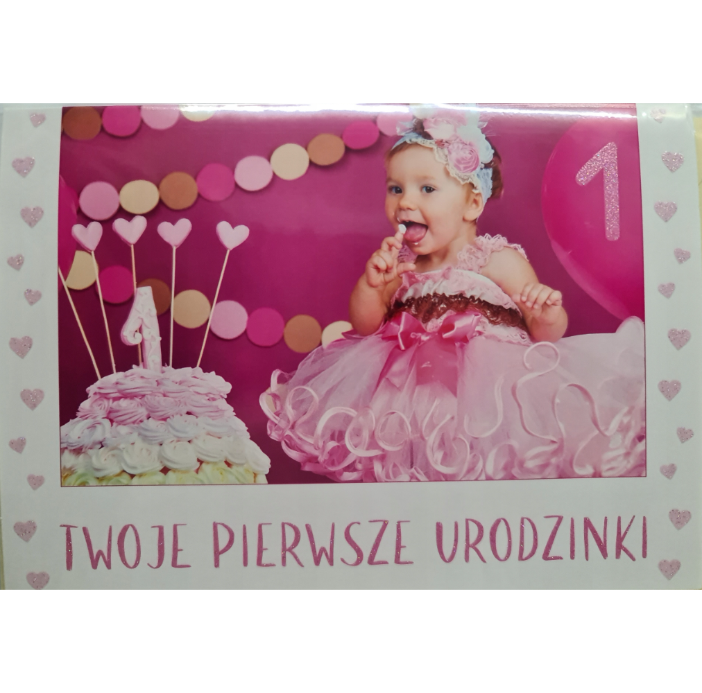 Kartki urodzinowe na roczek pierwsze urodziny  12 cm *16,5 cm 12582812596