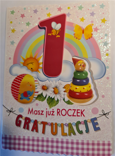 Kartki urodzinowe na roczek pierwsze urodziny 11,5 cm *16,5 cm 12545840903
