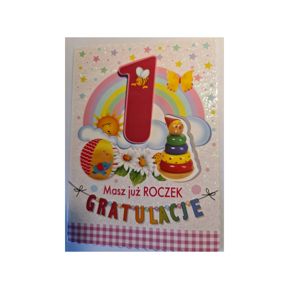 Kartki urodzinowe na roczek pierwsze urodziny 11,5 cm *16,5 cm 12545840903