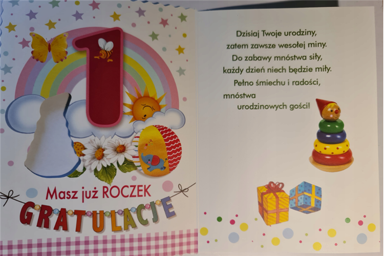 Kartki urodzinowe na roczek pierwsze urodziny 11,5 cm *16,5 cm 12545840903