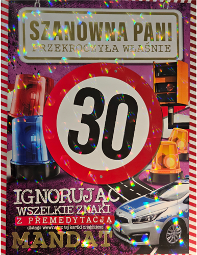 kartka urodzinowa na 30 lat  15 cm x21 cm  10774877491
