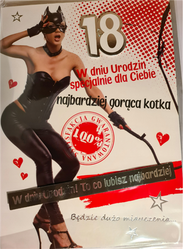 kartka na osiemnastkę kartka na 18 kartki WESOŁA 16 cm *22 cm 16897830082