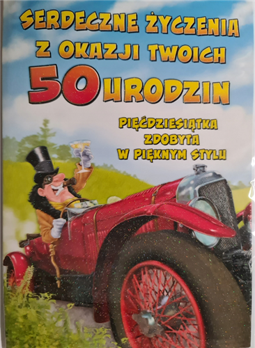kartka urodzinowa na 50 lat 11,5cm x 16,5 cm 16897830227