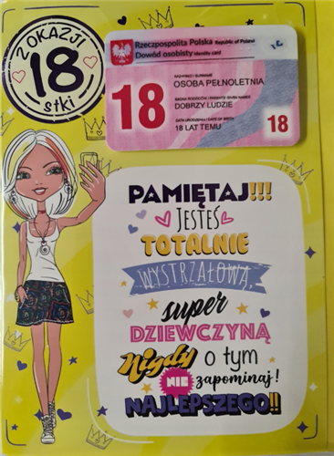 kartka na osiemnastkę kartka na 18 kartki WESOŁE 11,7 cm *16,5 cm 12437961024