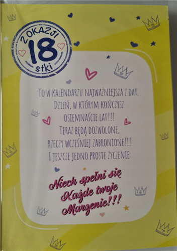 kartka na osiemnastkę kartka na 18 kartki WESOŁE 11,7 cm *16,5 cm 12437961024