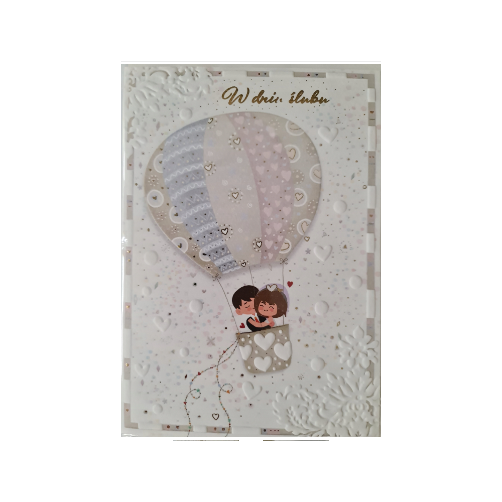 Pamiątka na ślub, kartka na ślub z życzeniami o wymiarach 11,7 x 16,5 cm